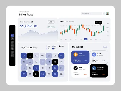 Crypto Currency Dashboard clean creative crypto dark theme dashboard design finance graphic design interface landing page light theme minimal muhammad ali saas ui unique ux