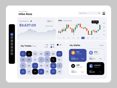 Crypto Currency Dashboard clean creative crypto dark theme dashboard design finance graphic design interface landing page light theme minimal muhammad ali saas ui unique ux