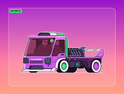 The cooler Truck arcade car cartoon comics game illustration neon racer sticker truck vector