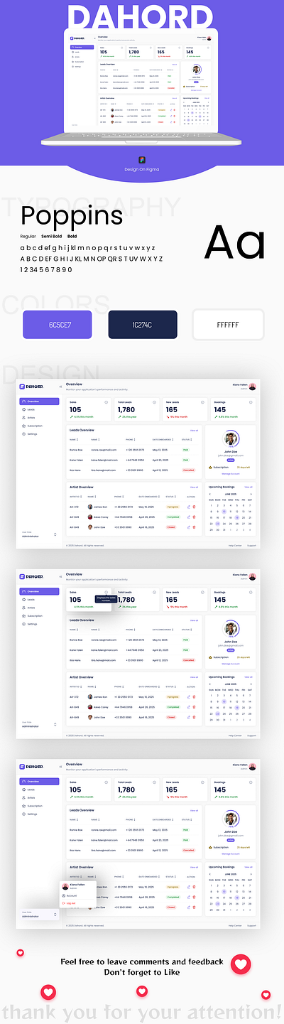 DAHORD | Talent CRM Dashboard admin panel crm dashboard dashoard figma product design saas ui ui design ux