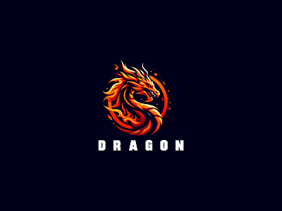 Fire Dragon Logo branding dragon dragon logo emblem fire fire logo flames gaming graphic design icon identity illustration logo mark mythical red sports symbol tech vector
