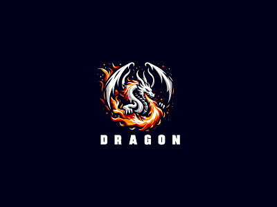 Fire Dragon Logo animal animal logo brand branding dragon dragon logo emblem fire fire dragon graphic design icon identity illustration logo logo design mark tech