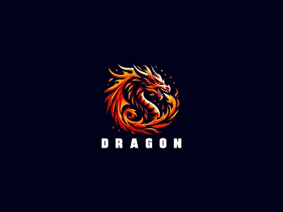 Fire Dragon Logo brand branding design dragon dragon logo fire fire dragon for sale graphic design icon identity illustration logo logo design logo for sale mark mythical red tech vector