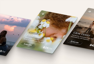 Beauty Startup – Card Plans 3d beauty branding cards glass interactive liquid typography ui women