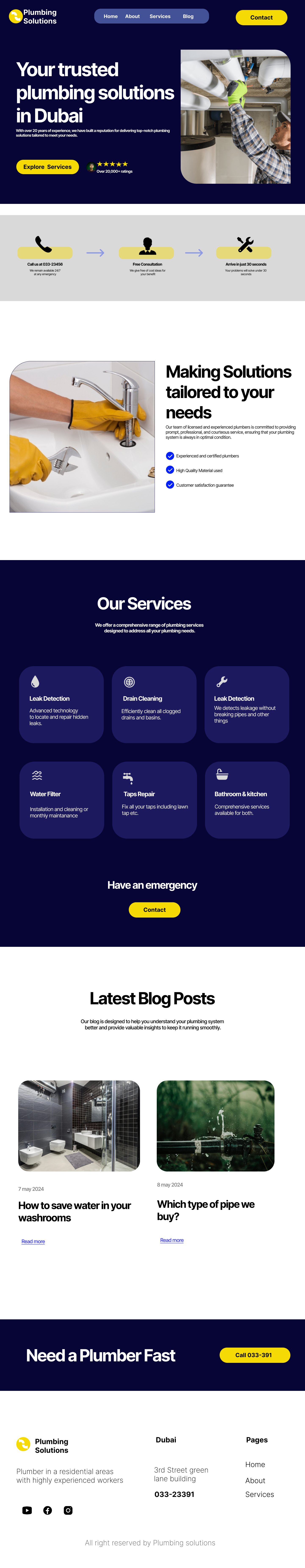Modern Plumber Website Design branding clean web ui design design portfolio project design system figma figma ui design illustration logo ui website