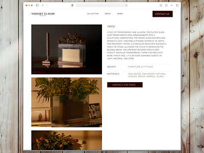 Furniture website product CMS page ui