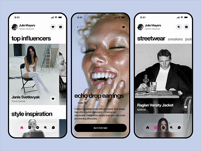 Fashion Community eCommerce ai android app artificial intelligence brand app branding clothing ecommerce fashion app influencer instagram ios laconic mobile product sale shopping social app ui ux