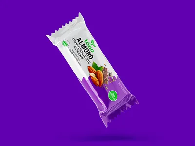 Almond Dark Chocolate Snack Bar Packaging Design custom pack design minimal snack pack