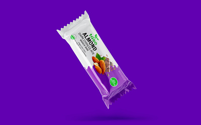 Almond Dark Chocolate Snack Bar Packaging Design custom pack design minimal snack pack