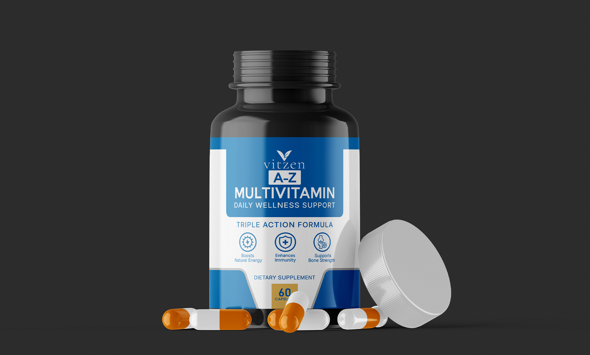 A–Z Multivitamin Supplement Label Design custom health