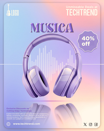 🎧 Project Showcase – Headphone Poster Design branding cool design design graphic design headphone poster headphone social media post illustration logo logo design morden poster design music poster music social media post musica poster design social media design social media post social media post design ui