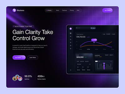 Saas Landing Page banking banking landing page banking website blockchain crypto finance finance website fintech landing page oripio saas landing page saas website ui design web design web3 landing page website