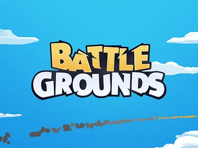 Battlegrounds VR Logo action battlegrounds canon clouds combat cut dynamic fire trail free to play fun game gaming logo logomark marketing medieval meta quest sandbox sky vr