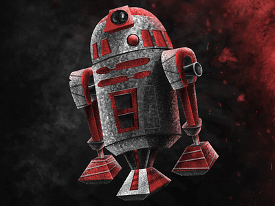 R2D2 - Character design challange art black design fanart illustration movie r2d2 red robot starwars texture