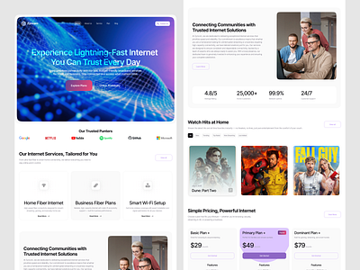 Broadband and Internet service provider website design animation product ui ux web website