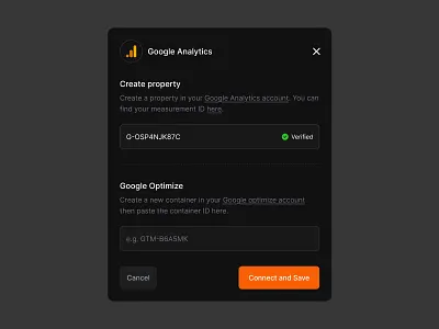 Google Analytics Integration Settings - Created with MadeinFigma components connect apps design figma flows google analytics integration settings integrations product design settings ui ui design ui designer ui kit ux ux design web design website design