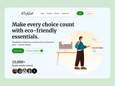 EcoNest – Sustainable Home Living landing page branding e commerce landing page typography ui ux