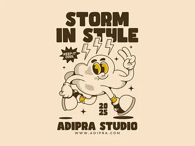 Running cloud character smiling cloud