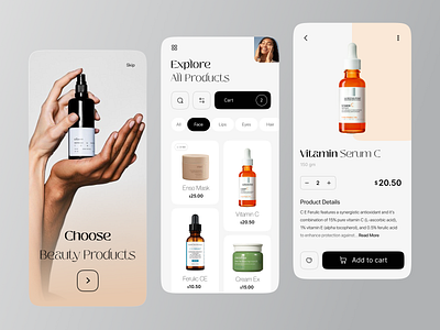 Beauty Product App app beauty beauty product app clean cosmetics ecommerce facecare facial femine ios makeup mobile product shop skin skincare store ui ux wellness