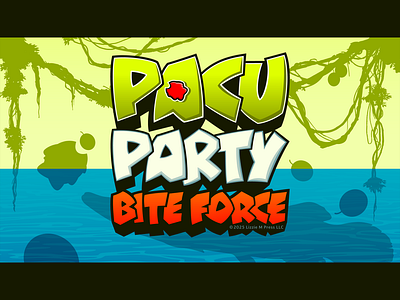 Pacu Party Bite Force Pitch Deck Cover amazon rainforest amazon river aquatic animals arapaima concept artist creature design fish logo game design illustration illustrator logo design pacu fish prehistoric fish river monster typography ui design wildlife