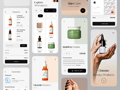 Beauty Product eCommerce App app app design beauty app beauty product beauty product app cosmetics app cosmetics product ecommerce app ecommerce shop facial fashion app mobile mobile app online shop skin care app ui uiux ux