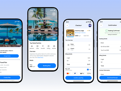 Travel Mobile App app app design application best app design booking screen card ui checkout screen destination ios app mobile app mobile app design mobile travel app mobile ui design modern app ui pay screen travel app ui uiux design user interface vacation