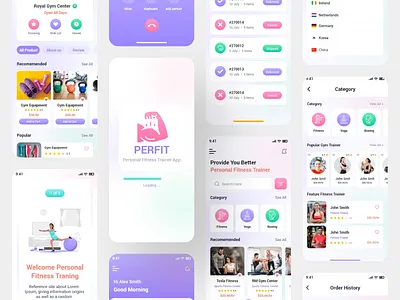 Fitness Trainer Mobile App UI Kits diet planner exercise planner figma fitness app fitness coach gym app gym booking health app ios personal trainer template uikits wellness app workout plan workout tracker