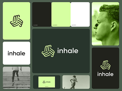 inhale | Nose strips brand branding brief circle logo design green i logo inhale logo logotipu kurimas logotype nose nose logo pidea run logo running sport logo sports vector visual identity