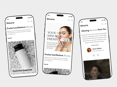 Skinoria – Mobile Responsive Skin Care UI ecommerce interface landing page popular responsive shop shopping skin care startup ui ux