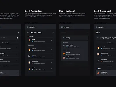 Station Wallet - Send Flow dark ui web3