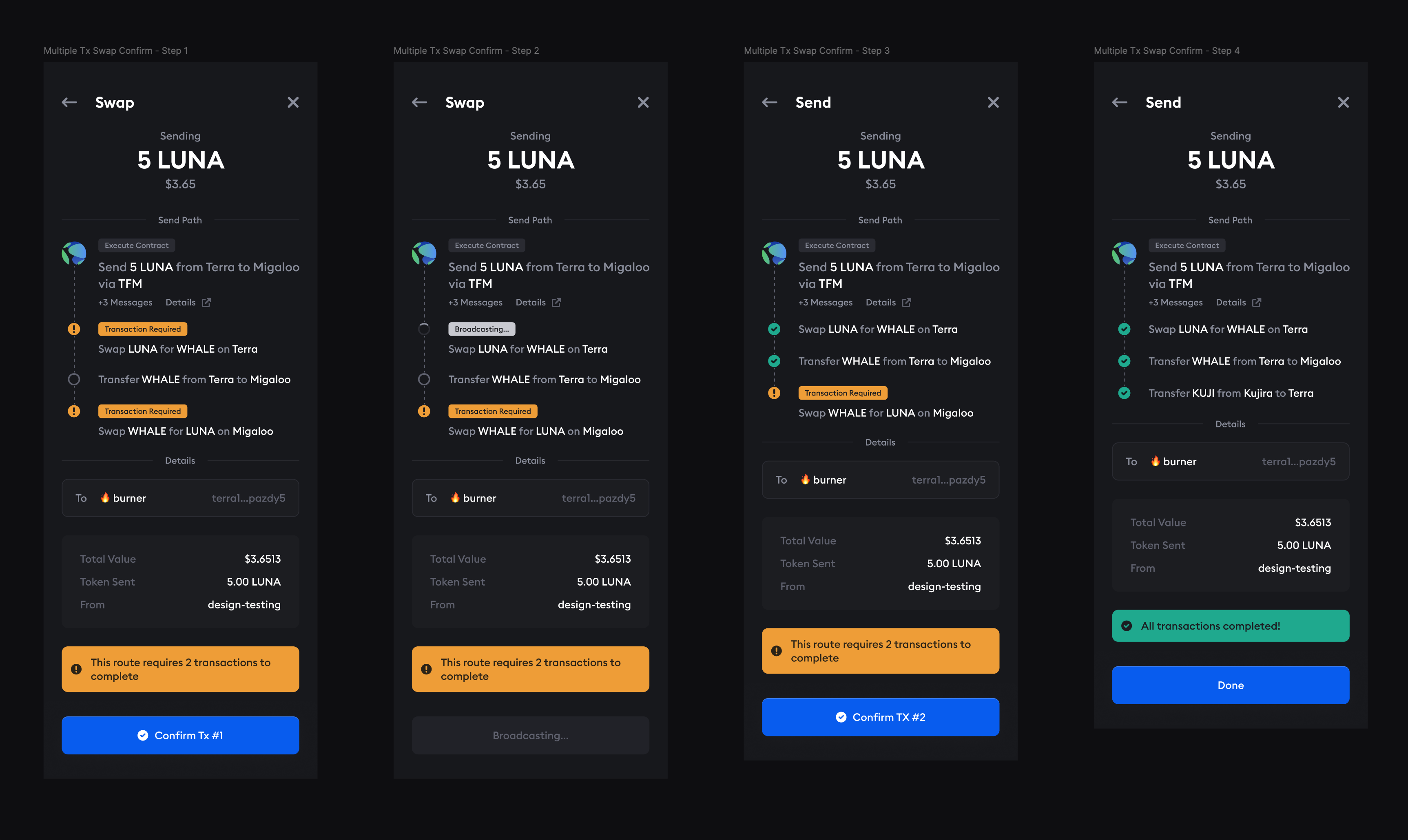 Station Wallet - Multi-Tx Flow dark ui web3
