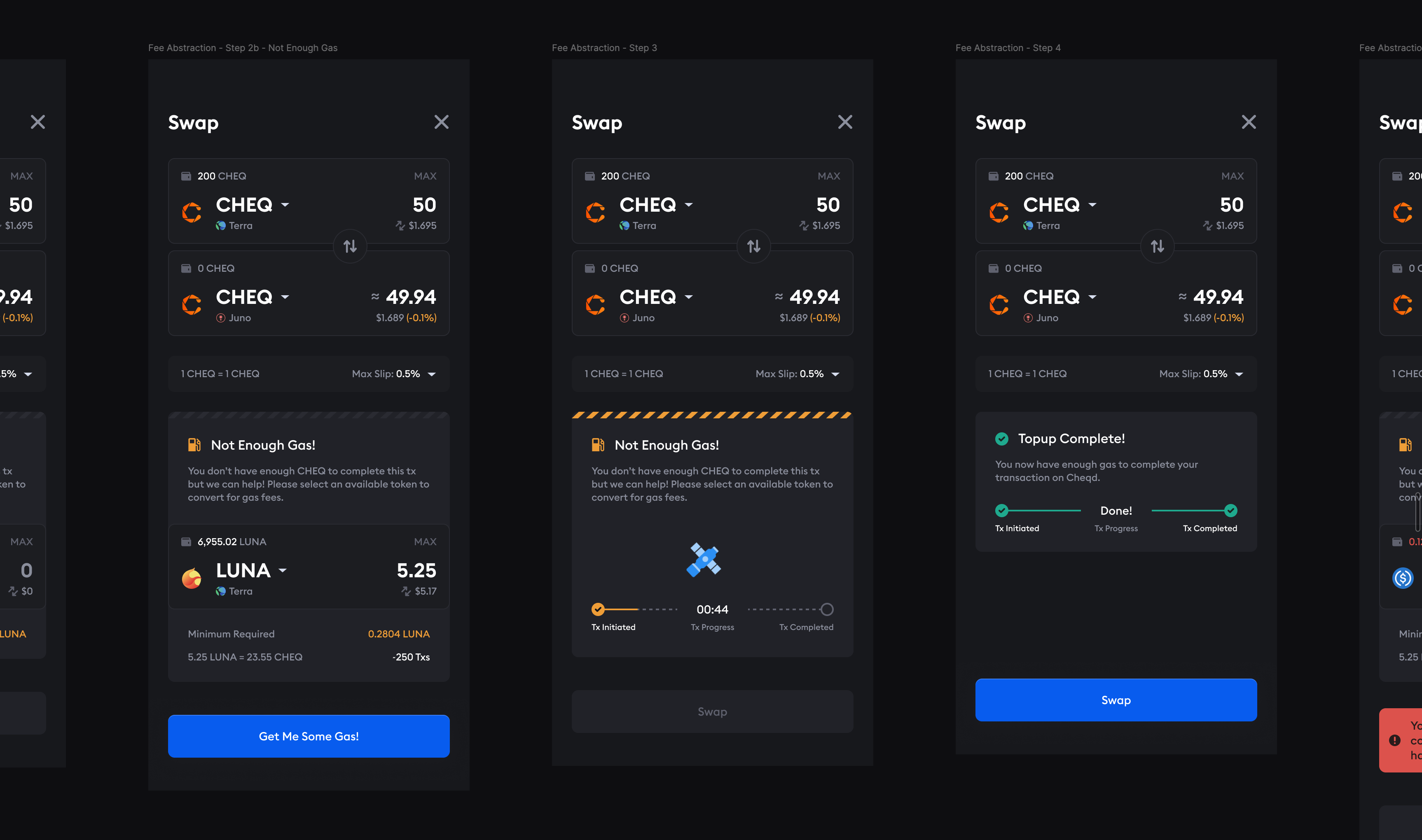 Station Wallet - Fee Abstraction dark ui web3