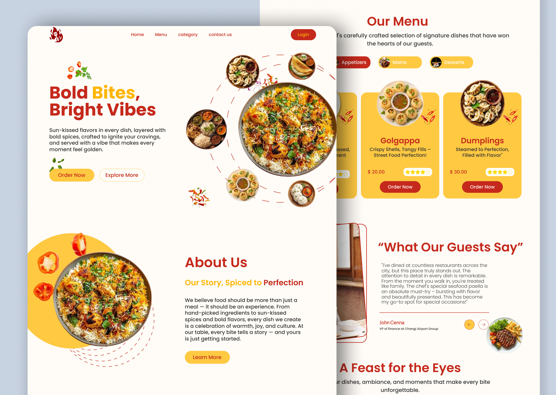 Example of Restaurant Landing Page
