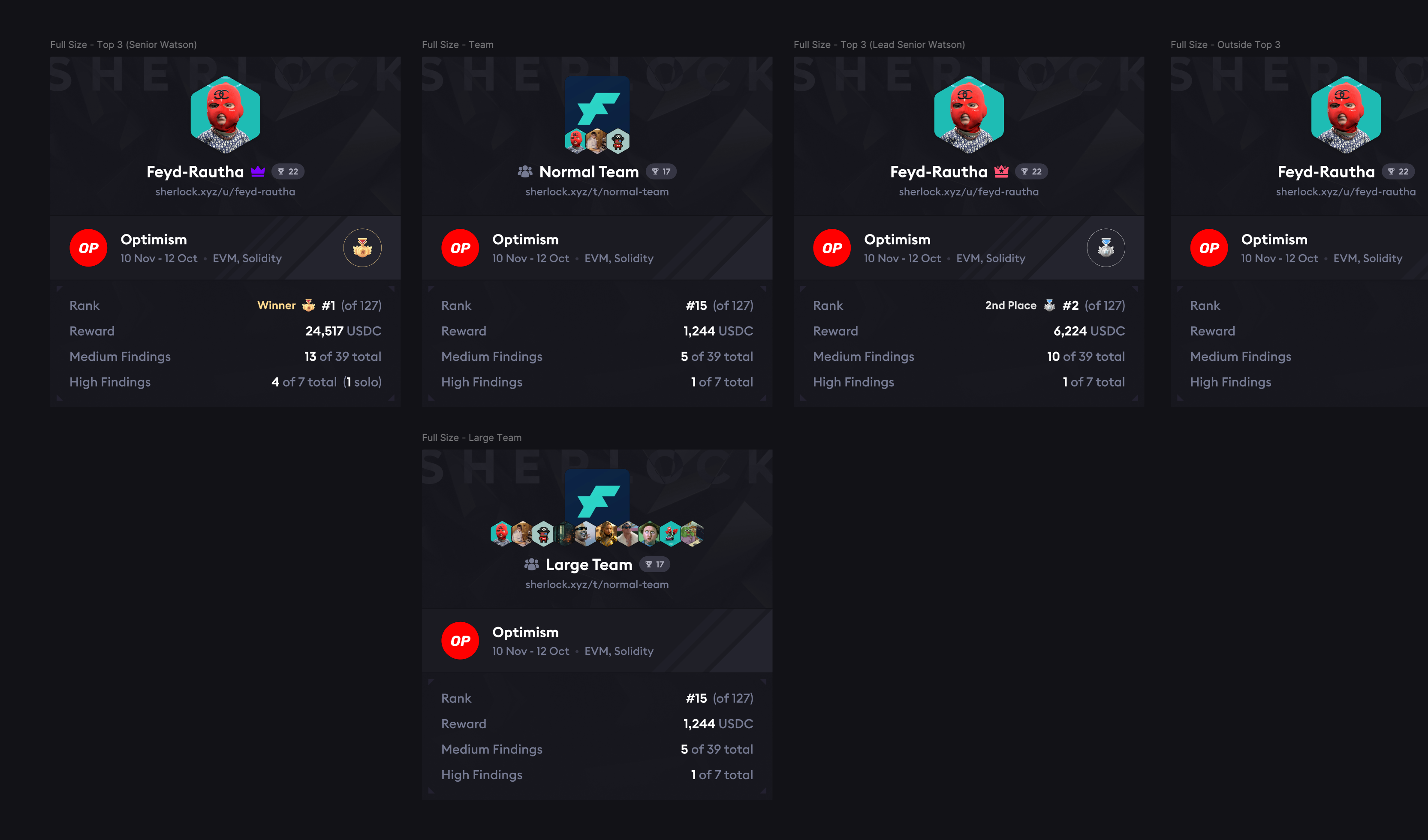 Sherlock - Shareable Contest Outcome dark ui web3
