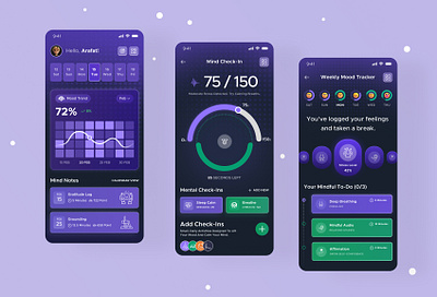 Mental Wellness App UI Concept health app mental health mindfulness mobile app