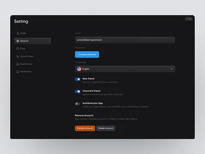 Setting Page dashboard dashboard ui design product design sass sass product satting satting page user
