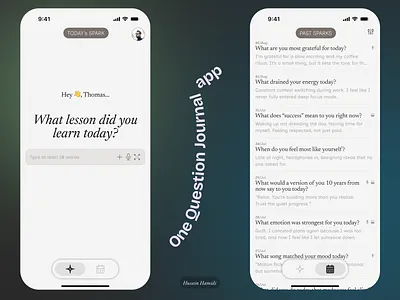 One Question Journal APP app fancy floatingnavbar journal minimal stone ui
