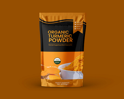 Turmeric powder Pouch Design branding design foodpackaging label packaging pouch productdesign spices box design spices packaging spices pouch design turmeric packaging turmeric pouch design turmeric powder turmeric powder box