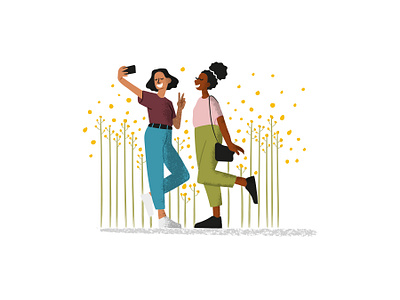 Selfie spot illustration character editorial flowers friends illustration illustrations illustrator napa valley print selfie spot