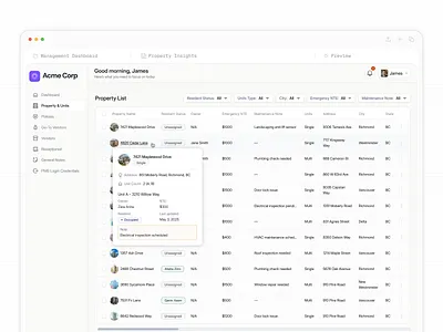 Property Management SaaS design ai saas best design agecy crm housing management land management mafruh faruqi maintenance tool management minimal design property list property management real estate real estate saas saas saasfactor sohag islam ui
