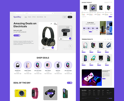 SparkBuy -Modern E-commerce UI Design for Electronic Products cleandesign designinspiration ecommerceui electronicsstore figmadesign interactiondesign landingpagedesign minimalui modernui responsivedesign ui uidesign uiinspiration uxdesign webdesign webui