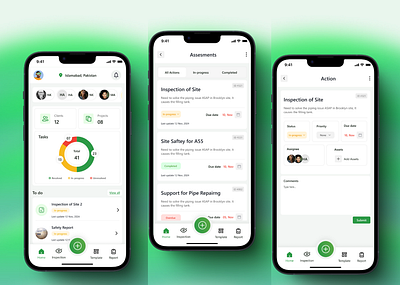 Nets HSEQ Safety Survey App app design business clean inspection mobile app modern reports saftey survey tasks templates tickets trendy ui ux