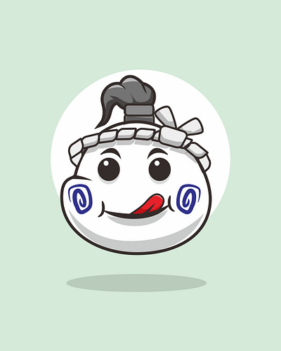 Dumpling Samurai Licking Lips cartoon chef japan japanese mochi ramen
