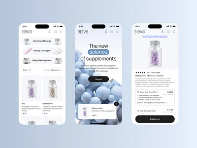 E-commerce website - mobile view | Wellness & Supplements app cart clean e commerce e commerce website design ecommerce ecommerce app ecommerce store health mobile mobile version online catalog online shop online store product list subscribtion supplements ui ux web design website design