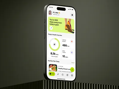 Steps & Health Tracker App – Smart Fitness UI app app design fitness app fitness tracker health app health tech ios mobile mobile app mobile ui steps counter steps tracker ui ui design uiux wellness app