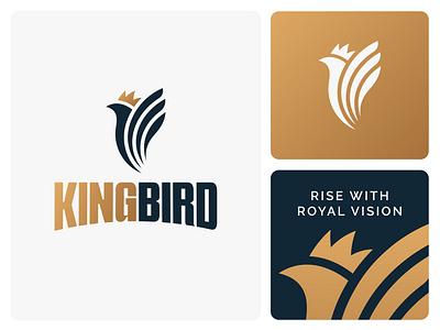 KingBird Royal logo design bird logo brand identity branding crown elegant logo fly graphic design king logo logo logo design luxury logo minimal modern sparrow