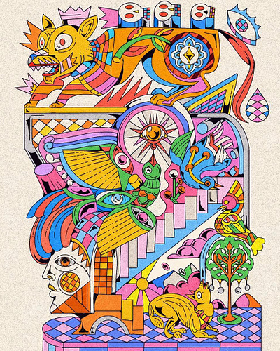 Th stairs art artwork design dessin dibujo décoration geometric graphic design illustration procreate psychedelic art surreal yoaz