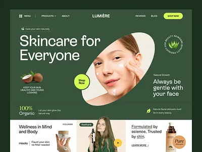 Lumière - Skincare Website Design beauty cosmetics ecommerce ecommerce shop landing page landing page design landingpage makeup selfcare skincare skincare brand skincare brand website skincare website ui design web design webdesign website design website designer wellbeing wellness