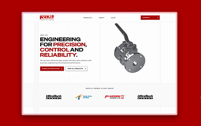 Punit Valves Marketing Website 3d animation branding business website design engineering engineering drawing enterprise flat design industrial website manufacturing marketing website metal minimal design spline ui website website design
