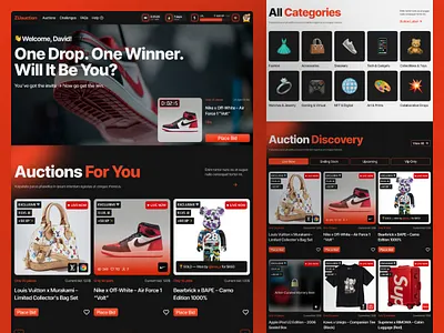 ZUauction / UI Design / Auctions auction auctions bidding buying dark mode dashboard figma landing page live auction market saas selling ui web design website